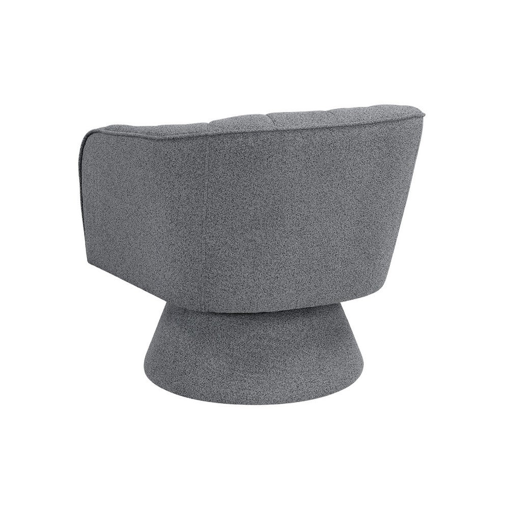 Shea Swivel Accent Chair, Dark Gray Boucle Fabric, Channel Stitched  - BM345405