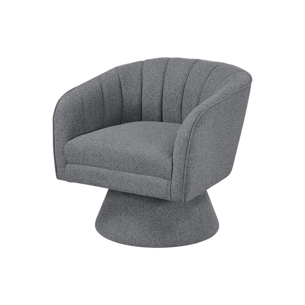 Shea Swivel Accent Chair, Dark Gray Boucle Fabric, Channel Stitched  - BM345405