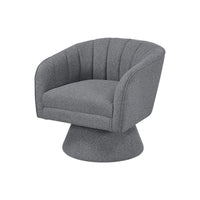 Shea Swivel Accent Chair, Dark Gray Boucle Fabric, Channel Stitched  - BM345405