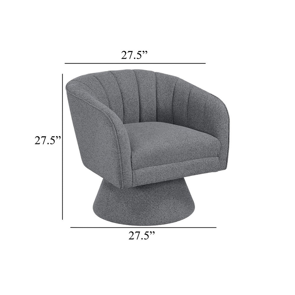 Shea Swivel Accent Chair, Dark Gray Boucle Fabric, Channel Stitched  - BM345405