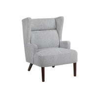 Joen Accent Chair, High Wing Backrest, Gray Chenille, Wood Legs - BM345406