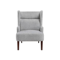 Joen Accent Chair, High Wing Backrest, Gray Chenille, Wood Legs - BM345406