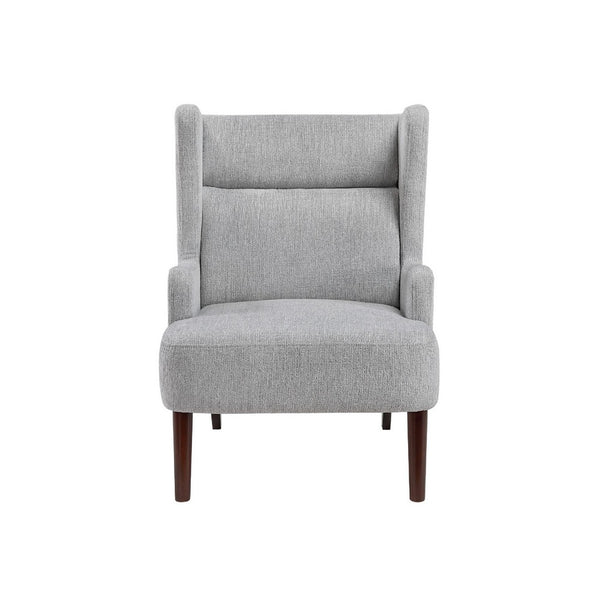 Joen Accent Chair, High Wing Backrest, Gray Chenille, Wood Legs - BM345406