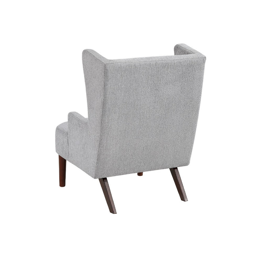 Joen Accent Chair, High Wing Backrest, Gray Chenille, Wood Legs - BM345406