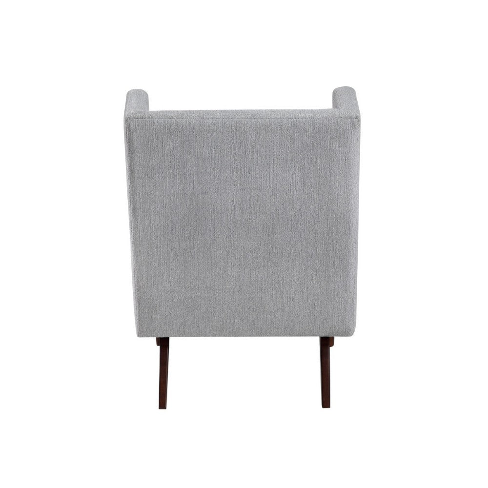 Joen Accent Chair, High Wing Backrest, Gray Chenille, Wood Legs - BM345406