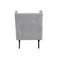 Joen Accent Chair, High Wing Backrest, Gray Chenille, Wood Legs - BM345406