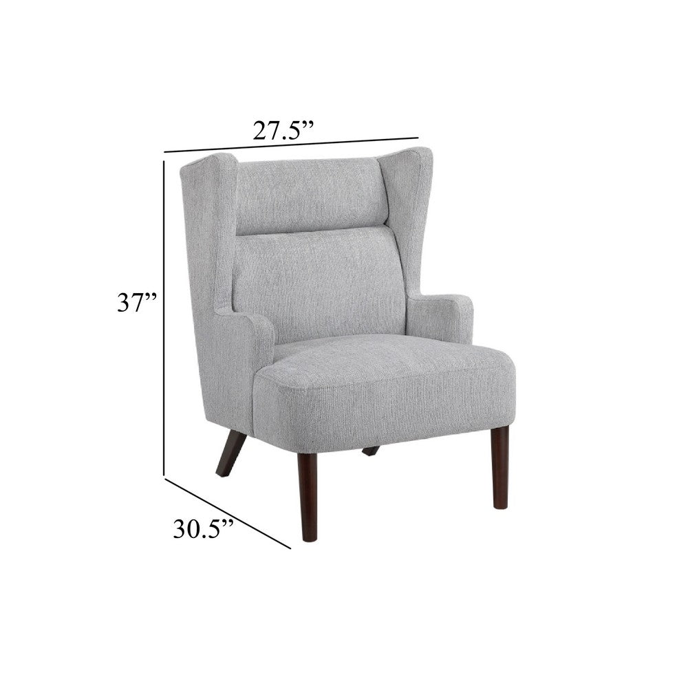 Joen Accent Chair, High Wing Backrest, Gray Chenille, Wood Legs - BM345406