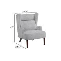 Joen Accent Chair, High Wing Backrest, Gray Chenille, Wood Legs - BM345406