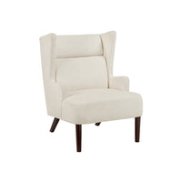 Joen Accent Chair, High Wing Backrest, Beige Chenille, Wood Legs - BM345407