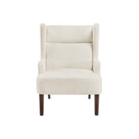Joen Accent Chair, High Wing Backrest, Beige Chenille, Wood Legs - BM345407