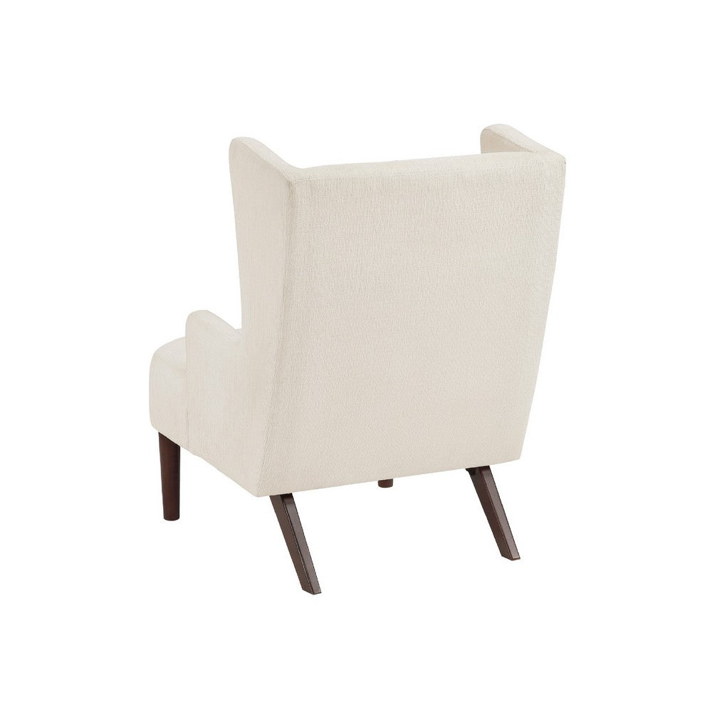 Joen Accent Chair, High Wing Backrest, Beige Chenille, Wood Legs - BM345407