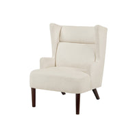 Joen Accent Chair, High Wing Backrest, Beige Chenille, Wood Legs - BM345407