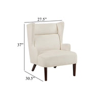 Joen Accent Chair, High Wing Backrest, Beige Chenille, Wood Legs - BM345407