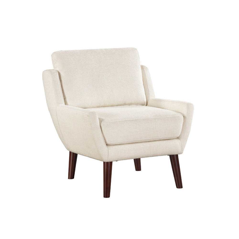 Veny Accent Armchair, Beige Chenille, Solid Wood Angled Legs - BM345408