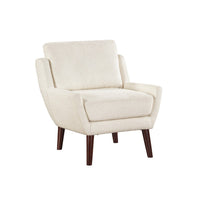 Veny Accent Armchair, Beige Chenille, Solid Wood Angled Legs - BM345408