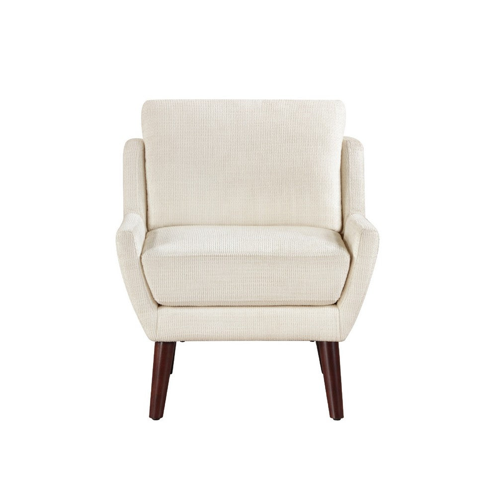 Veny Accent Armchair, Beige Chenille, Solid Wood Angled Legs - BM345408