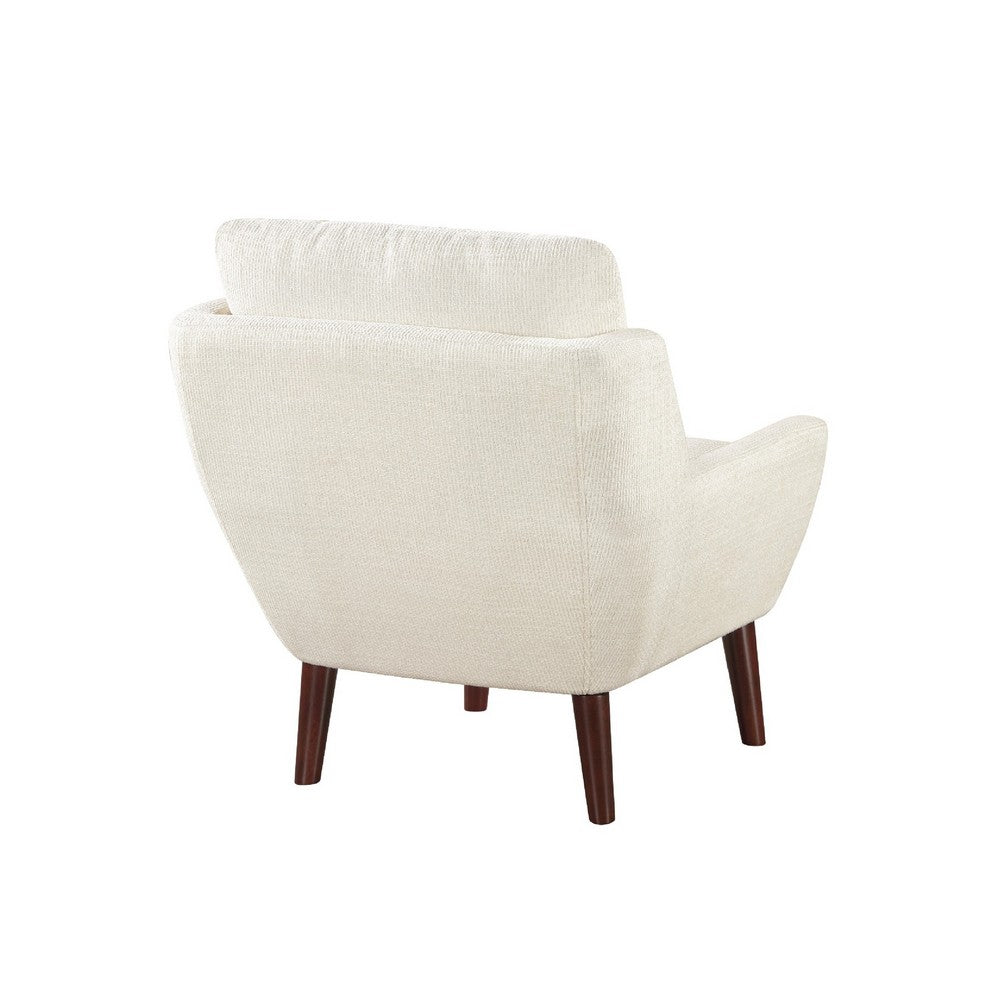 Veny Accent Armchair, Beige Chenille, Solid Wood Angled Legs - BM345408