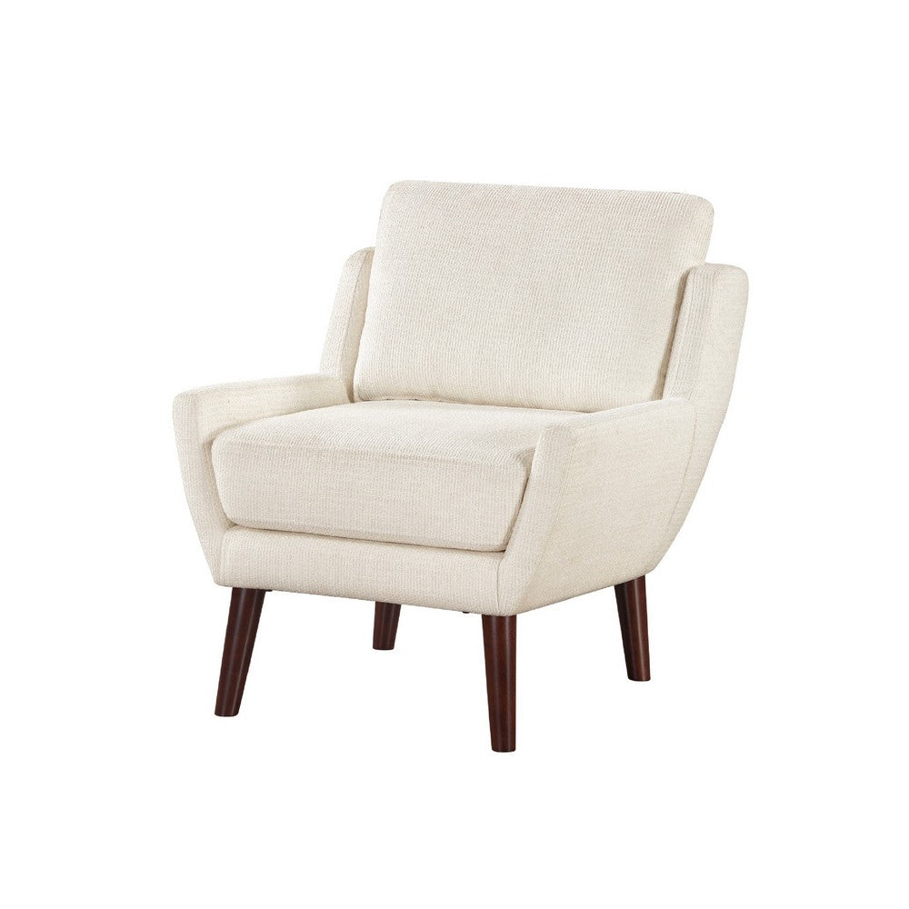 Veny Accent Armchair, Beige Chenille, Solid Wood Angled Legs - BM345408