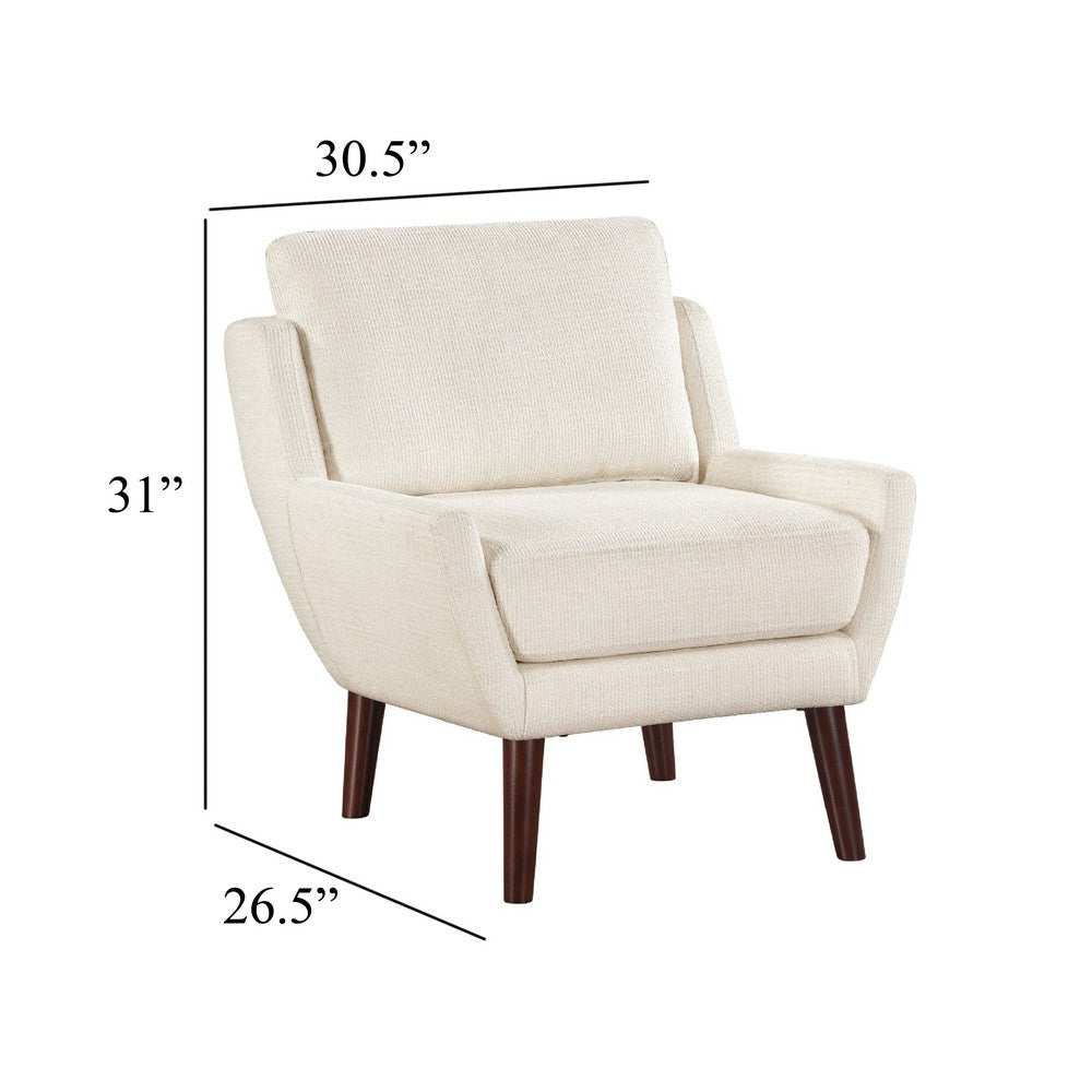Veny Accent Armchair, Beige Chenille, Solid Wood Angled Legs - BM345408
