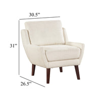 Veny Accent Armchair, Beige Chenille, Solid Wood Angled Legs - BM345408