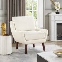Veny Accent Armchair, Beige Chenille, Solid Wood Angled Legs - BM345408