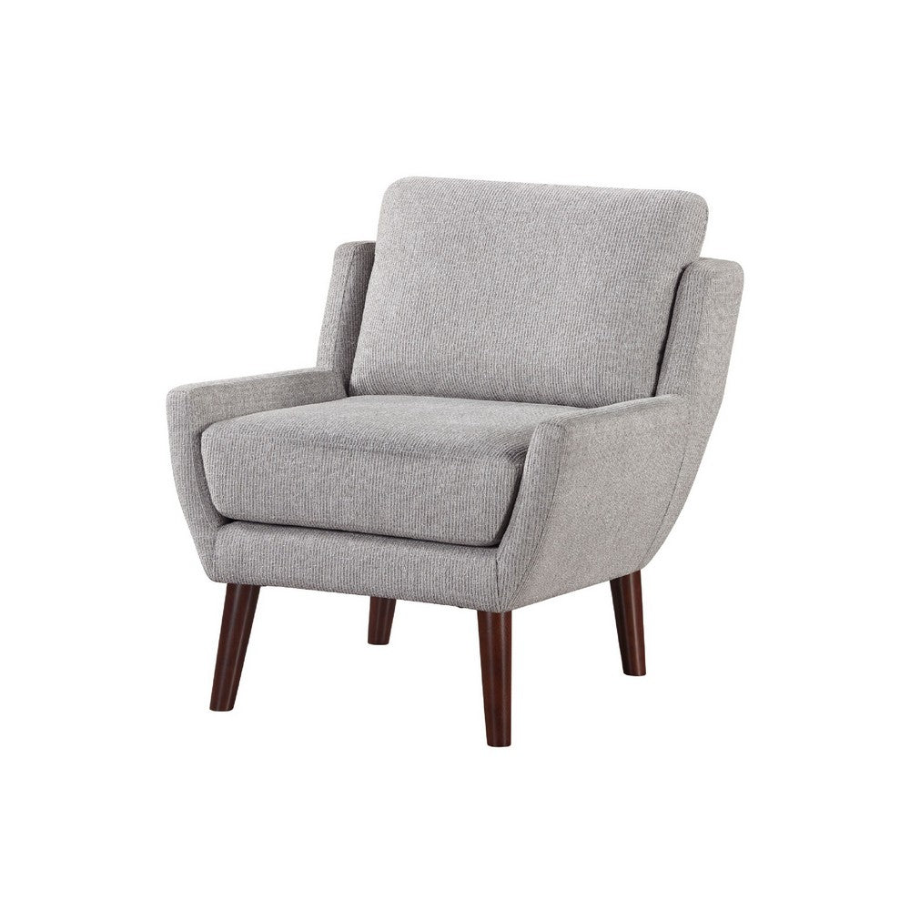 Veny Accent Armchair, Soft Gray Chenille, Solid Wood Angled Legs - BM345409