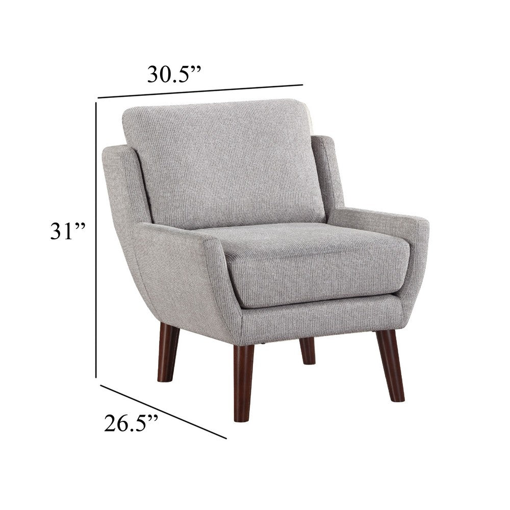 Veny Accent Armchair, Soft Gray Chenille, Solid Wood Angled Legs - BM345409