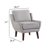 Veny Accent Armchair, Soft Gray Chenille, Solid Wood Angled Legs - BM345409