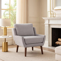 Veny Accent Armchair, Soft Gray Chenille, Solid Wood Angled Legs - BM345409