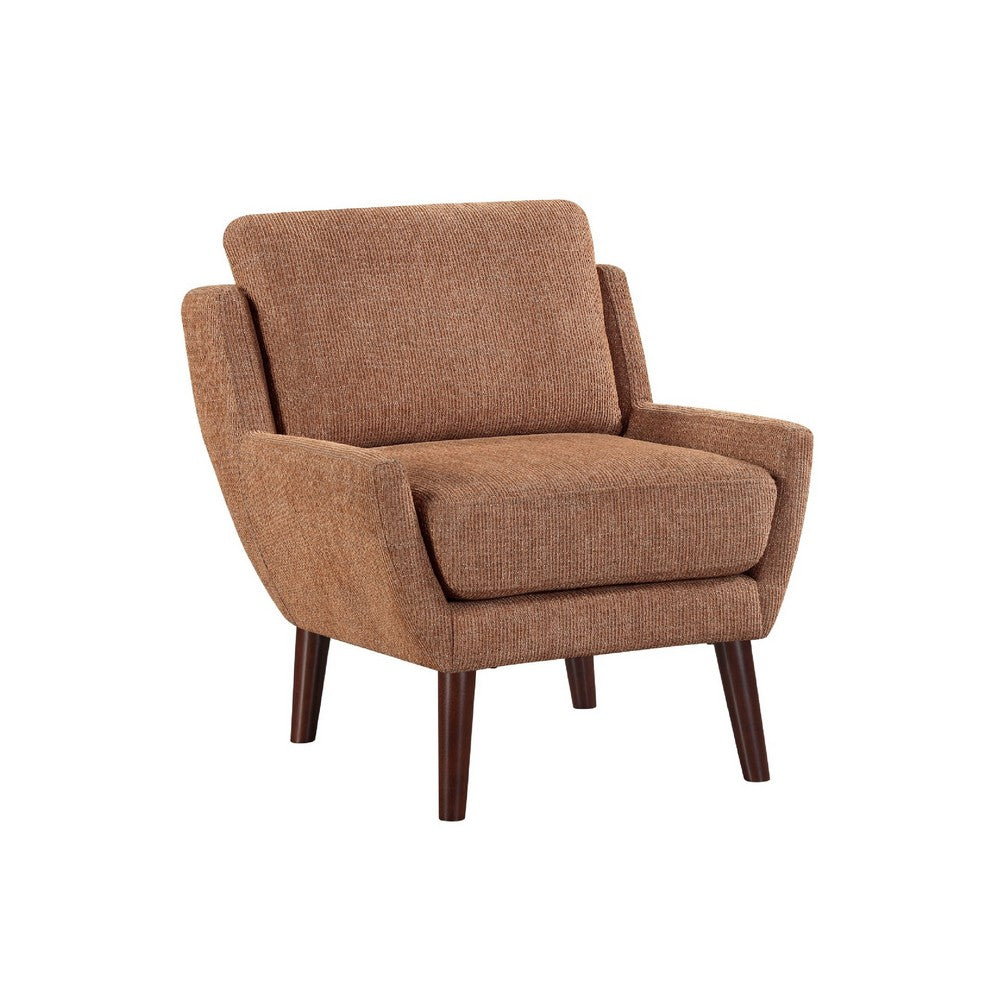 Veny Accent Armchair, Burnt Orange Chenille, Solid Wood Angled Legs - BM345410