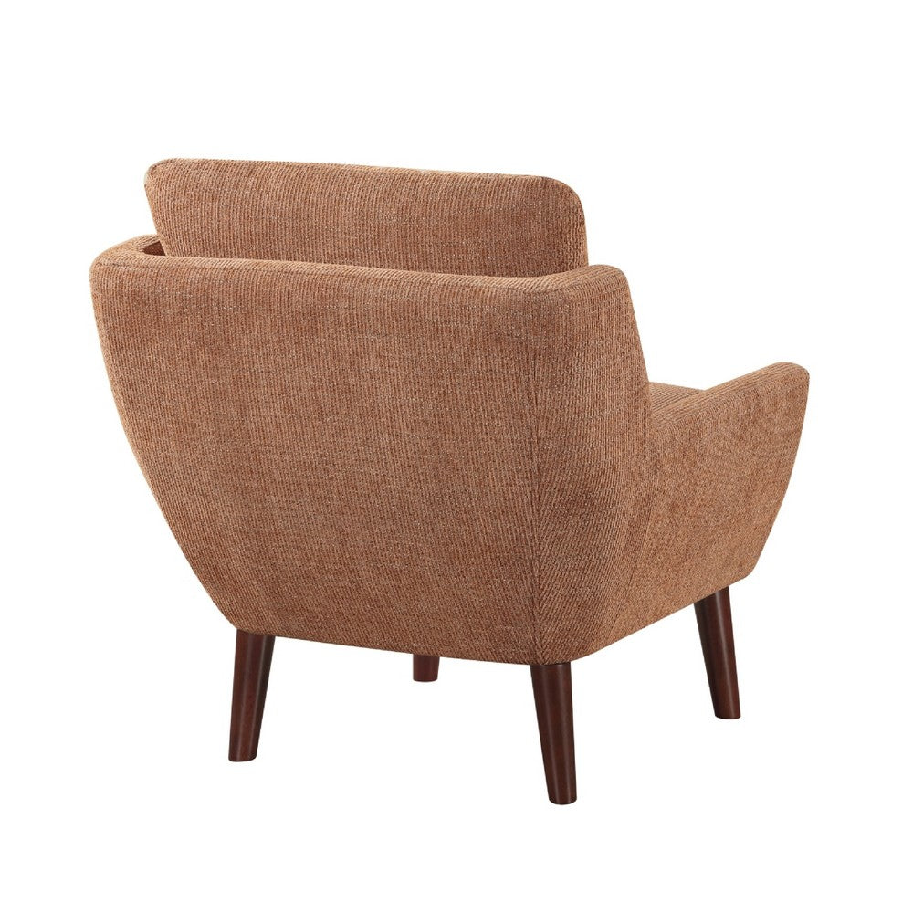 Veny Accent Armchair, Burnt Orange Chenille, Solid Wood Angled Legs - BM345410