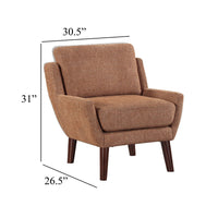 Veny Accent Armchair, Burnt Orange Chenille, Solid Wood Angled Legs - BM345410