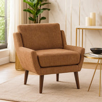 Veny Accent Armchair, Burnt Orange Chenille, Solid Wood Angled Legs - BM345410