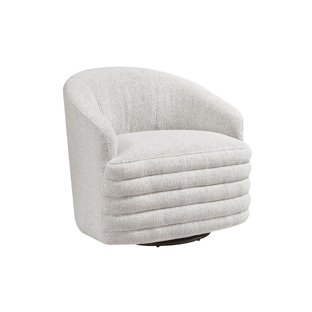 Vinn Swivel Accent Armchair, Barrel Design, Beige Chenille Fabric - BM345411