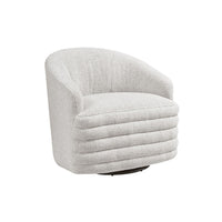 Vinn Swivel Accent Armchair, Barrel Design, Beige Chenille Fabric - BM345411