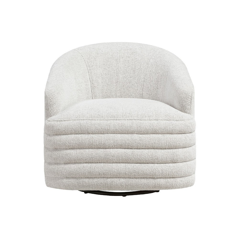 Vinn Swivel Accent Armchair, Barrel Design, Beige Chenille Fabric - BM345411