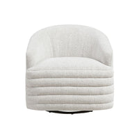 Vinn Swivel Accent Armchair, Barrel Design, Beige Chenille Fabric - BM345411