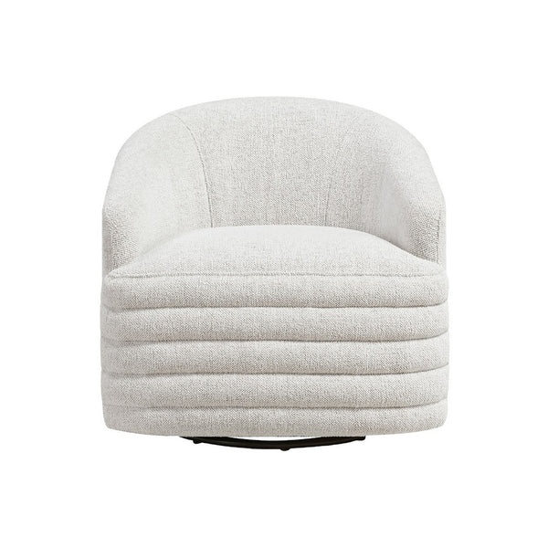 Vinn Swivel Accent Armchair, Barrel Design, Beige Chenille Fabric - BM345411