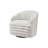 Vinn Swivel Accent Armchair, Barrel Design, Beige Chenille Fabric - BM345411