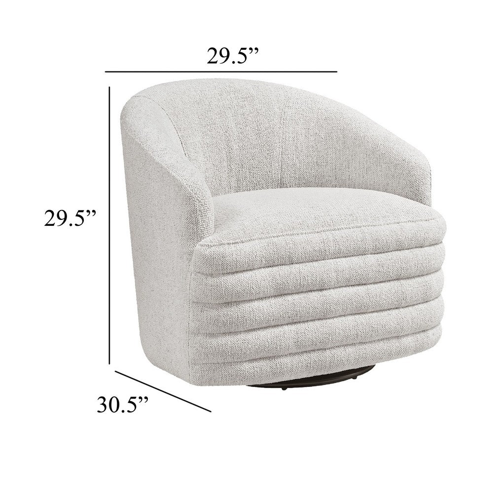 Vinn Swivel Accent Armchair, Barrel Design, Beige Chenille Fabric - BM345411