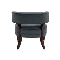 Disa Accent Armchair, Barrel Back Design, Gray Velvet, Solid Wood Legs - BM345413