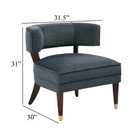 Disa Accent Armchair, Barrel Back Design, Gray Velvet, Solid Wood Legs - BM345413