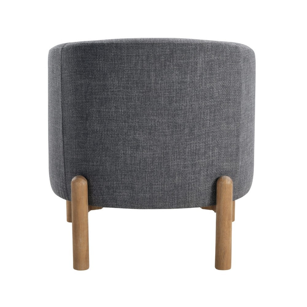 Diya Barrel Style Accent Chair, Gray Polyester, Light Brown Wood Legs - BM345415