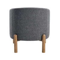 Diya Barrel Style Accent Chair, Gray Polyester, Light Brown Wood Legs - BM345415