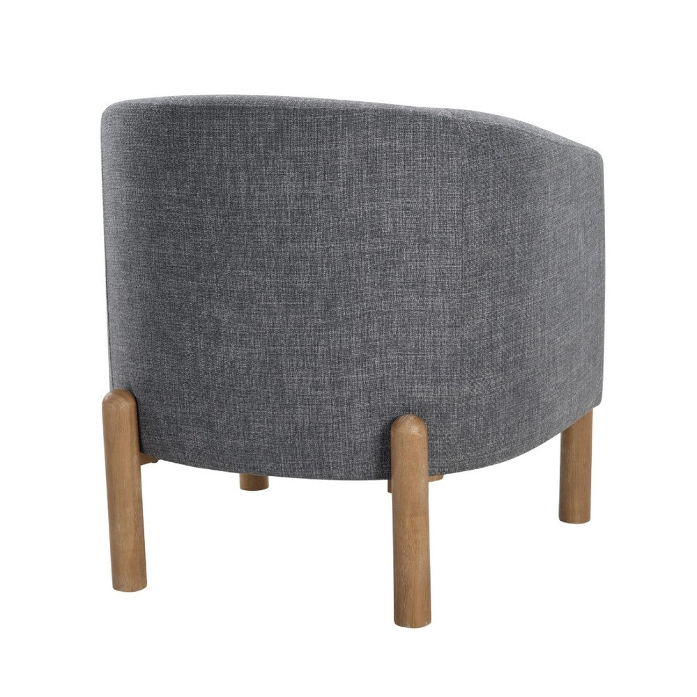 Diya Barrel Style Accent Chair, Gray Polyester, Light Brown Wood Legs - BM345415