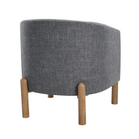 Diya Barrel Style Accent Chair, Gray Polyester, Light Brown Wood Legs - BM345415