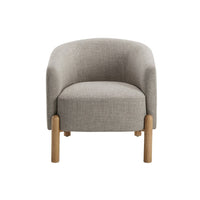Diya Barrel Style Accent Chair, Taupe Gray Polyester, Brown Wood Legs - BM345416
