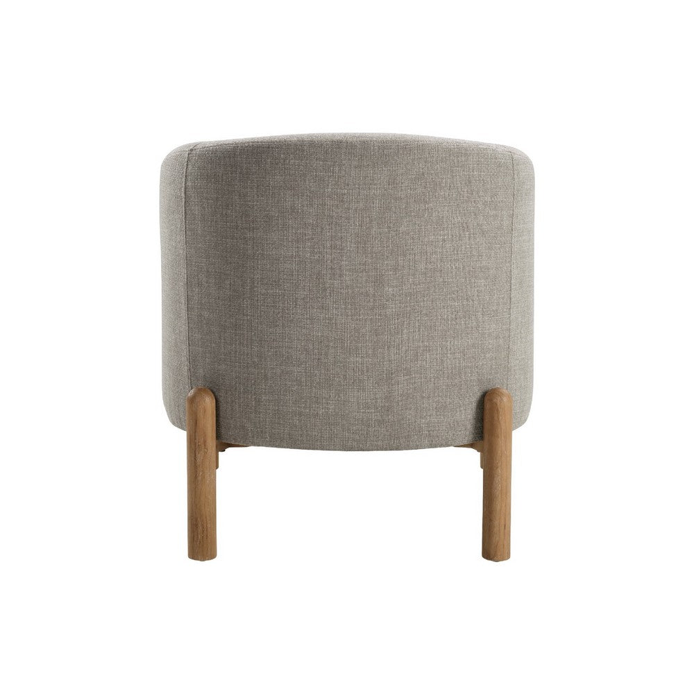 Diya Barrel Style Accent Chair, Taupe Gray Polyester, Brown Wood Legs - BM345416
