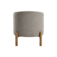 Diya Barrel Style Accent Chair, Taupe Gray Polyester, Brown Wood Legs - BM345416