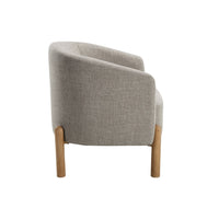Diya Barrel Style Accent Chair, Taupe Gray Polyester, Brown Wood Legs - BM345416